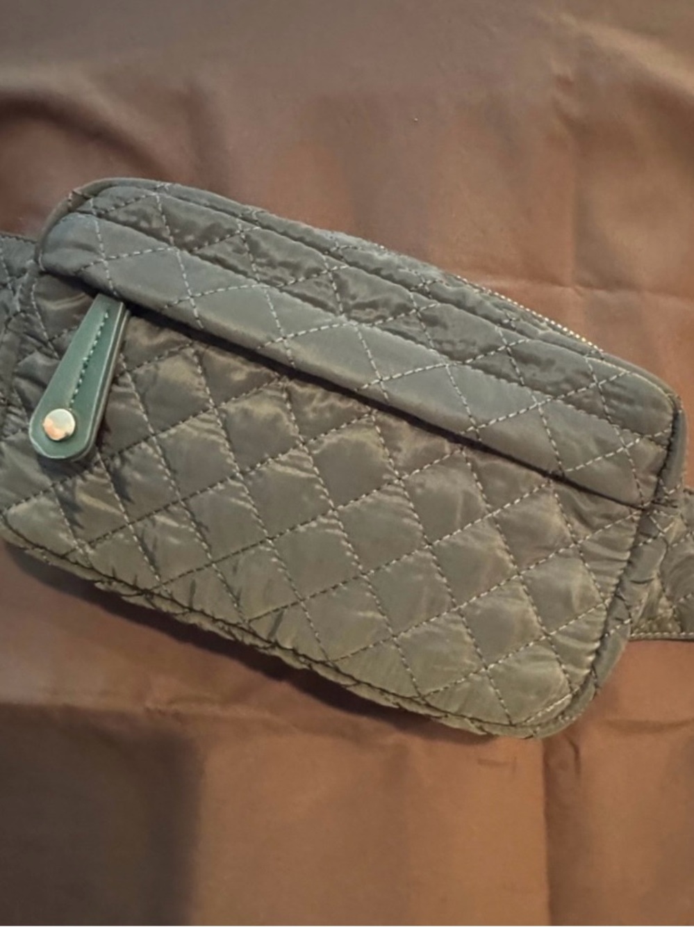 Urban Fit by Urban Expressions Quilted Olive Green Belt Bag